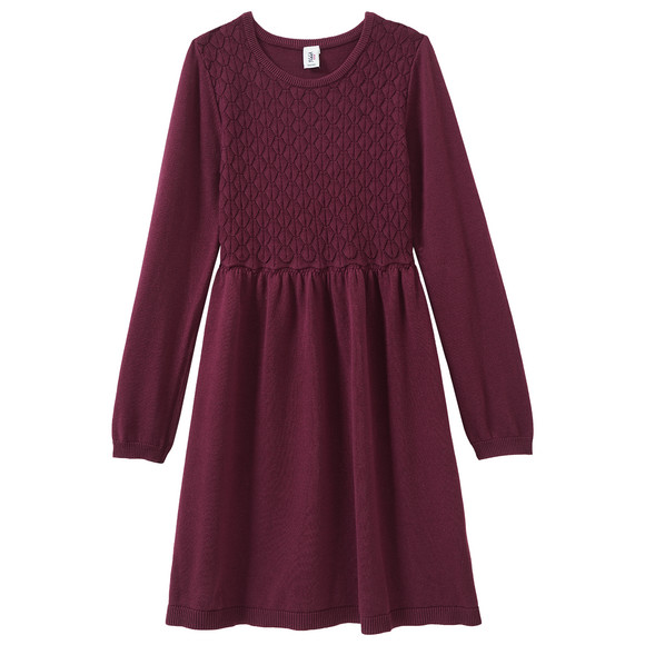 Mädchen Strickkleid mit Wabenstruktur