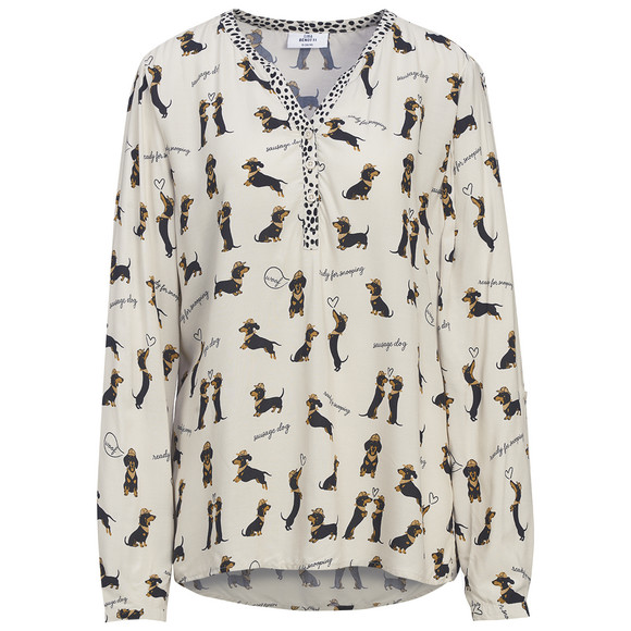 Damesblouse met all-overprint van teckels