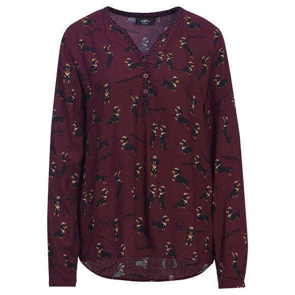 Damesblouse met all-overprint van teckels