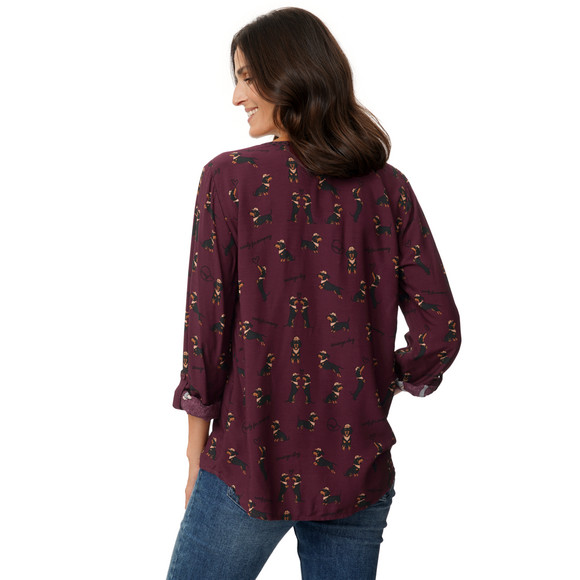 Damesblouse met all-overprint van teckels