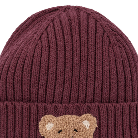 Mädchen Strickmütze mit Bären-Applikation
