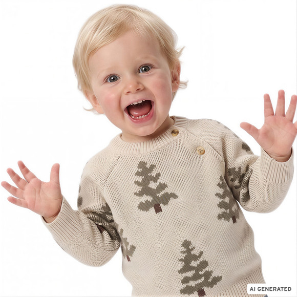 Baby Strickpullover mit Tannen-Allover