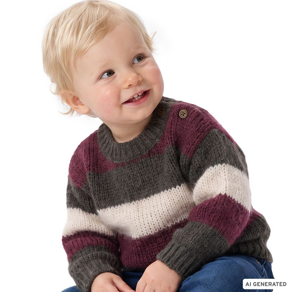 Baby Woll-Strickpullover mit Blockstreifen