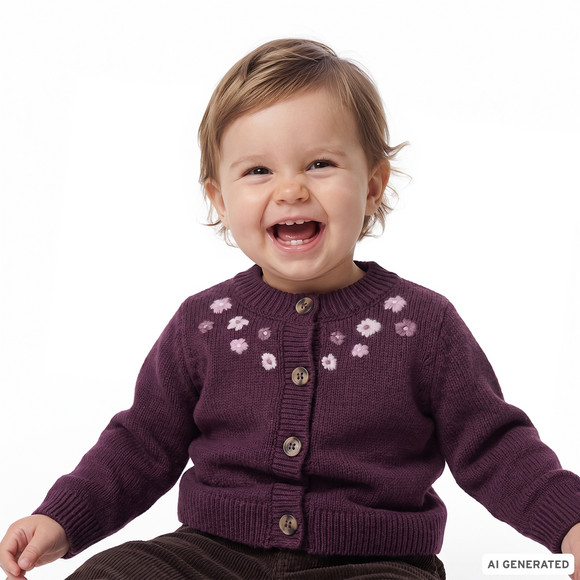 Baby Strickjacke mit Blumen-Stickerei