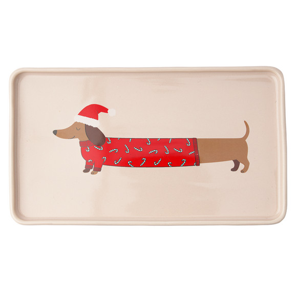 Teller Dackel im weihnachtlichen Design