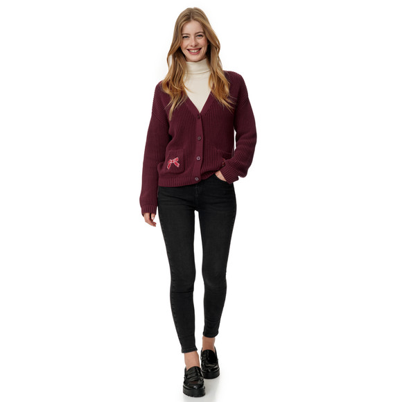 Damen Weihnachtsstrickjacke mit Stickerei