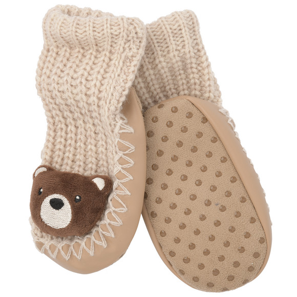 Babyslofjes met beertje-applicatie