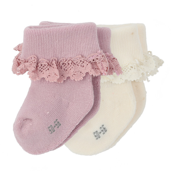 2 Paar Newborn Socken mit Rüschen