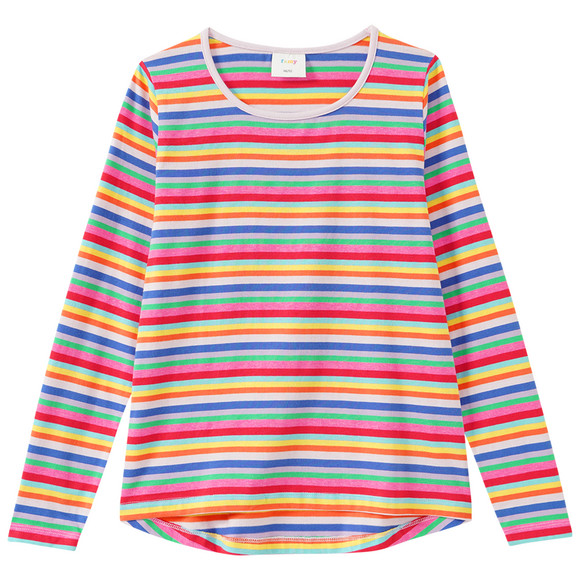 Mädchen Langarmshirt mit bunten Streifen