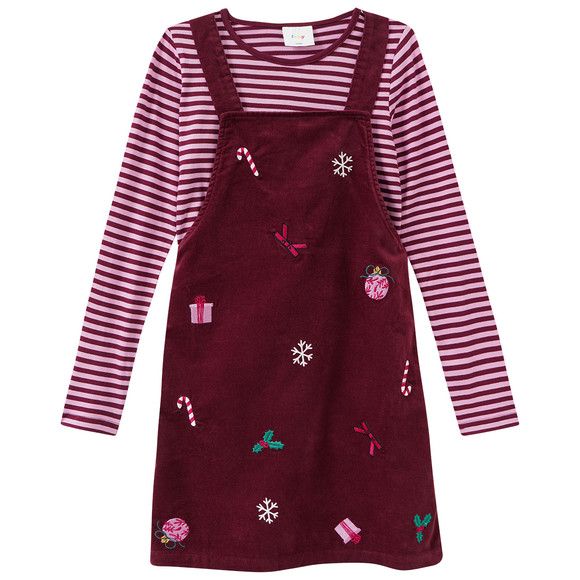 Mädchen Weihnachtsset mit Kleid und Shirt
