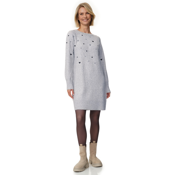 Damen Strickkleid mit Herz-Stickerei