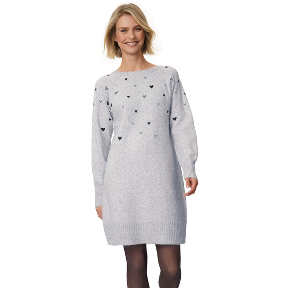 Damen Strickkleid mit Herz-Stickerei