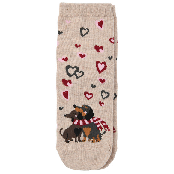 1 Paar Damen Socken mit Dackel-Motiv