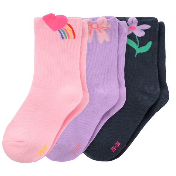 3 Paar Mädchen Socken mit bunten Details