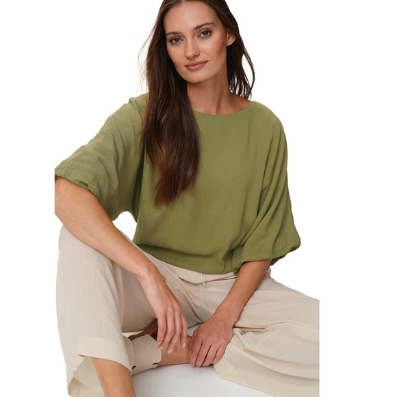 Damen Bluse in Crinkle-Optik