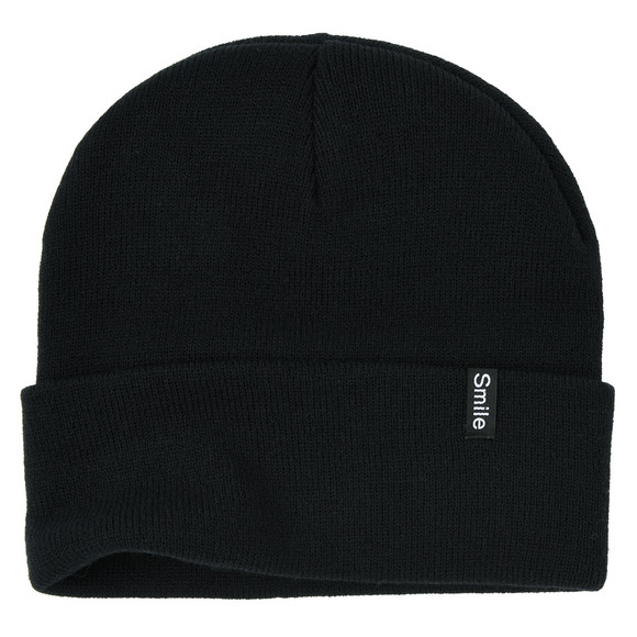 Damen Strickmütze mit kleinem Aufnäher 