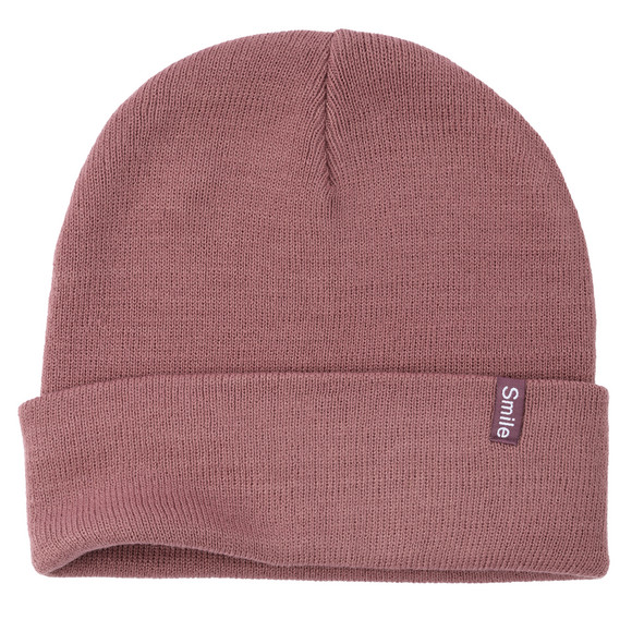 Damen Strickmütze mit kleinem Aufnäher 