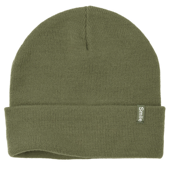 Damen Strickmütze mit kleinem Aufnäher 