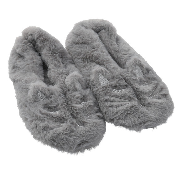 1 paar damesslippers met pluche-look 