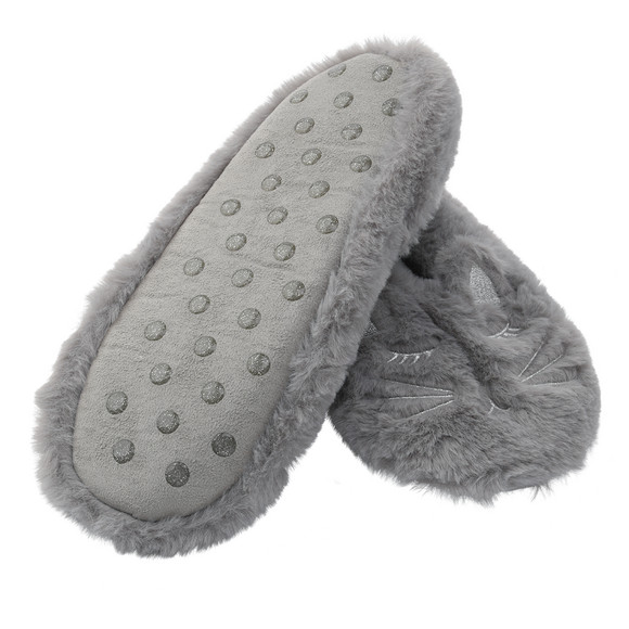 1 paar damesslippers met pluche-look 