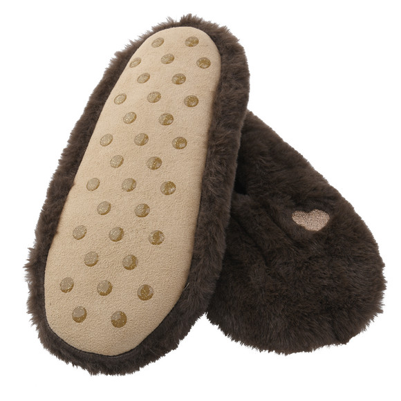1 paar damesslippers met pluche-look 