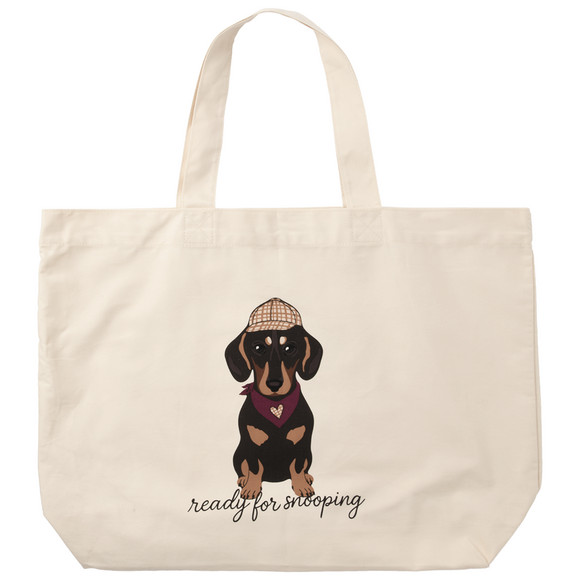 Katoenen Shopper met teckelmotief