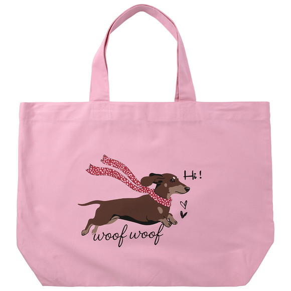 Katoenen Shopper met teckelmotief