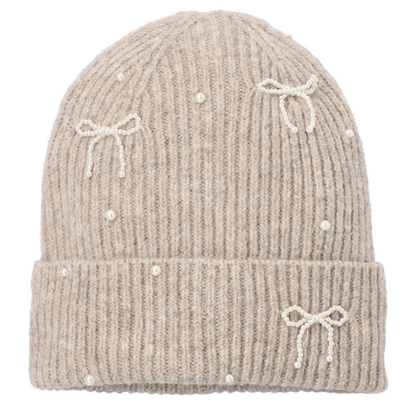 Mädchen Strickmütze mit Perlen-Applikation