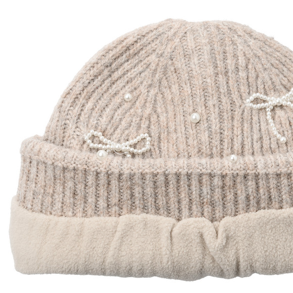 Mädchen Strickmütze mit Perlen-Applikation