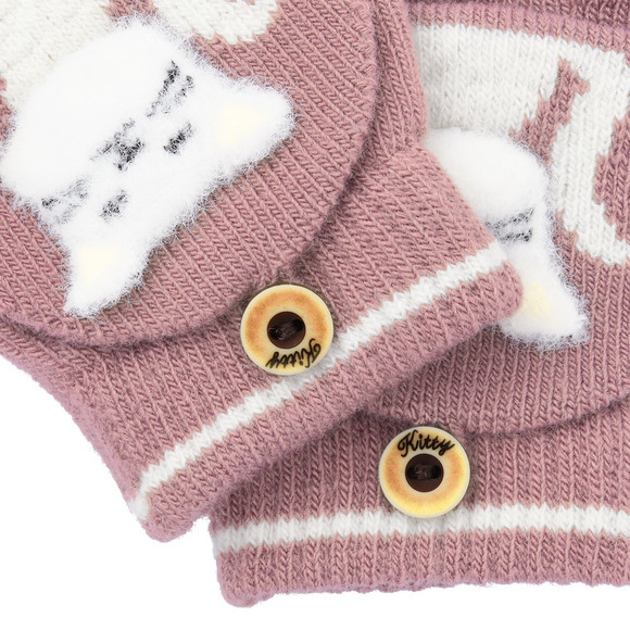 Mädchen Handschuhe mit Katzen-Motiv