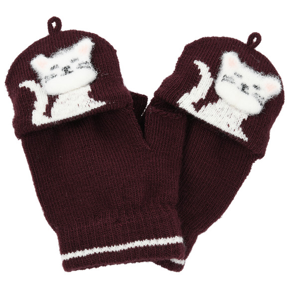 Mädchen Handschuhe mit Katzen-Motiv