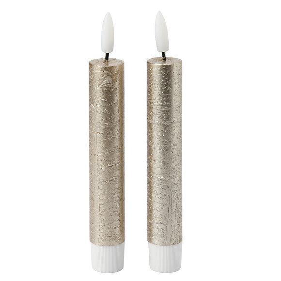 2 LED-Stabkerzen aus Wachs