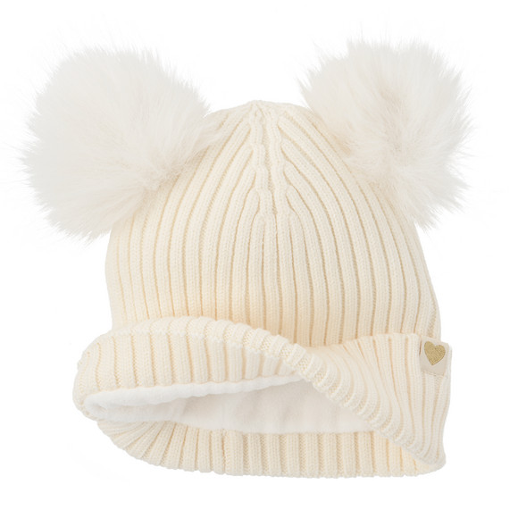 Gebreide muts voor meisjes met twee pompons