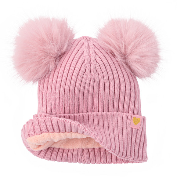 Gebreide muts voor meisjes met twee pompons