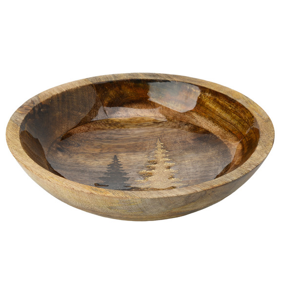 Kleine Holzschale mit Glitzer-Motiv