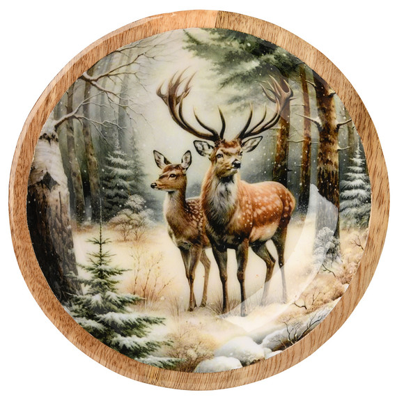 Kleine Holzschale mit Waldtier-Motiv