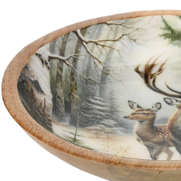 Kleine Holzschale mit Waldtier-Motiv