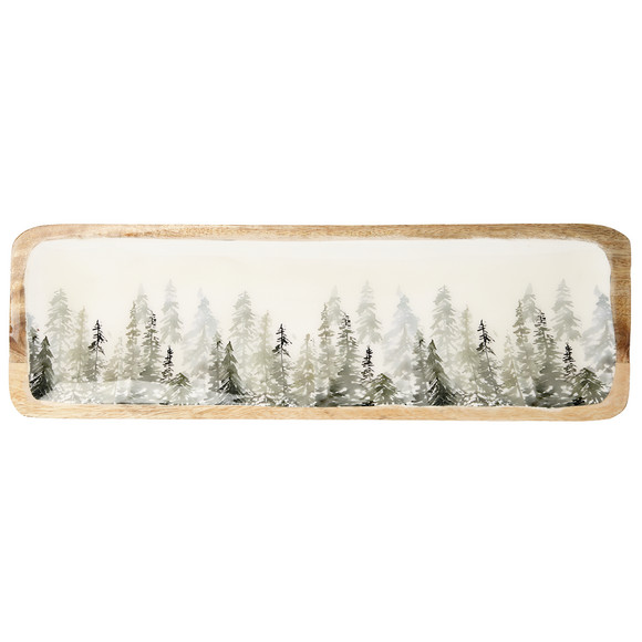 Holz-Tablett mit winterlichem Motiv