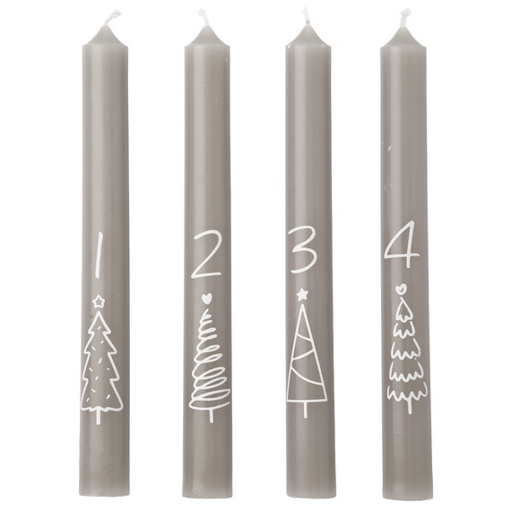 4 Stabkerzen im weihnachtlichen Design