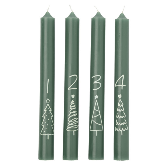 4 Stabkerzen im weihnachtlichen Design