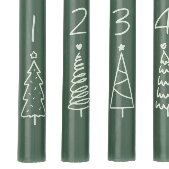 4 Stabkerzen im weihnachtlichen Design