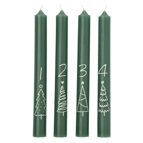 4 Stabkerzen im weihnachtlichen Design