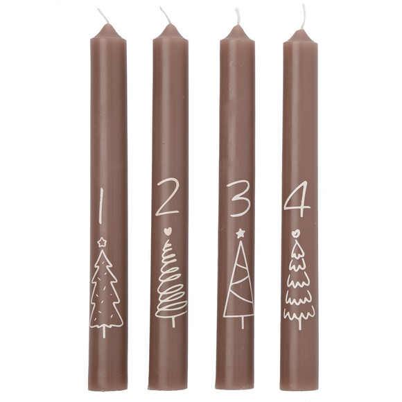 4 Stabkerzen im weihnachtlichen Design