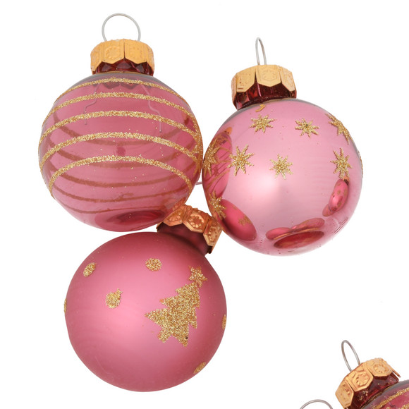 9 kleine Weihnachtskugeln mit Glitzer