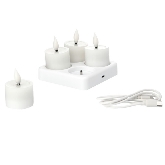 4 LED Wachsteelichter aufladbar