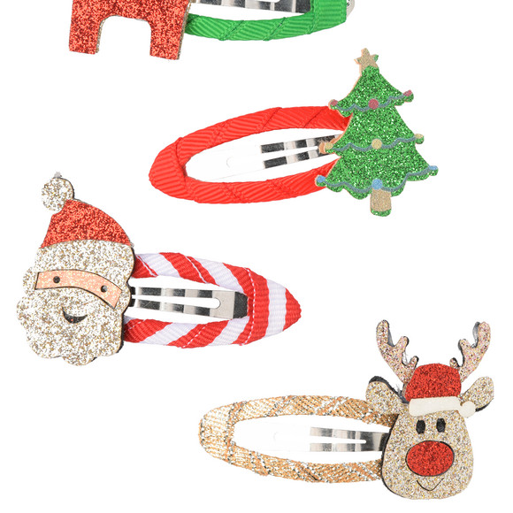 4 Haarspangen im weihnachtlichen Design