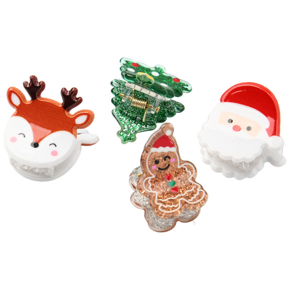 4 Haarklammern im weihnachtlichen Design