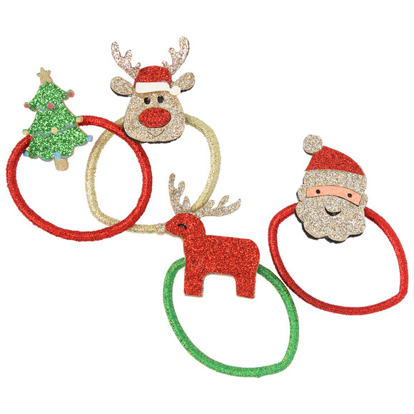 4 Haargummis im weihnachtlichen Design