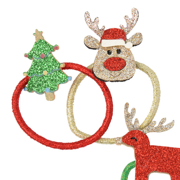 4 Haargummis im weihnachtlichen Design