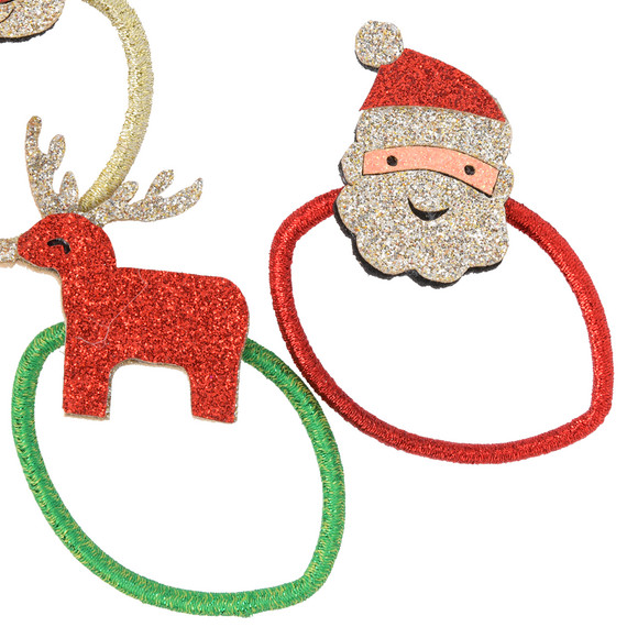 4 Haargummis im weihnachtlichen Design